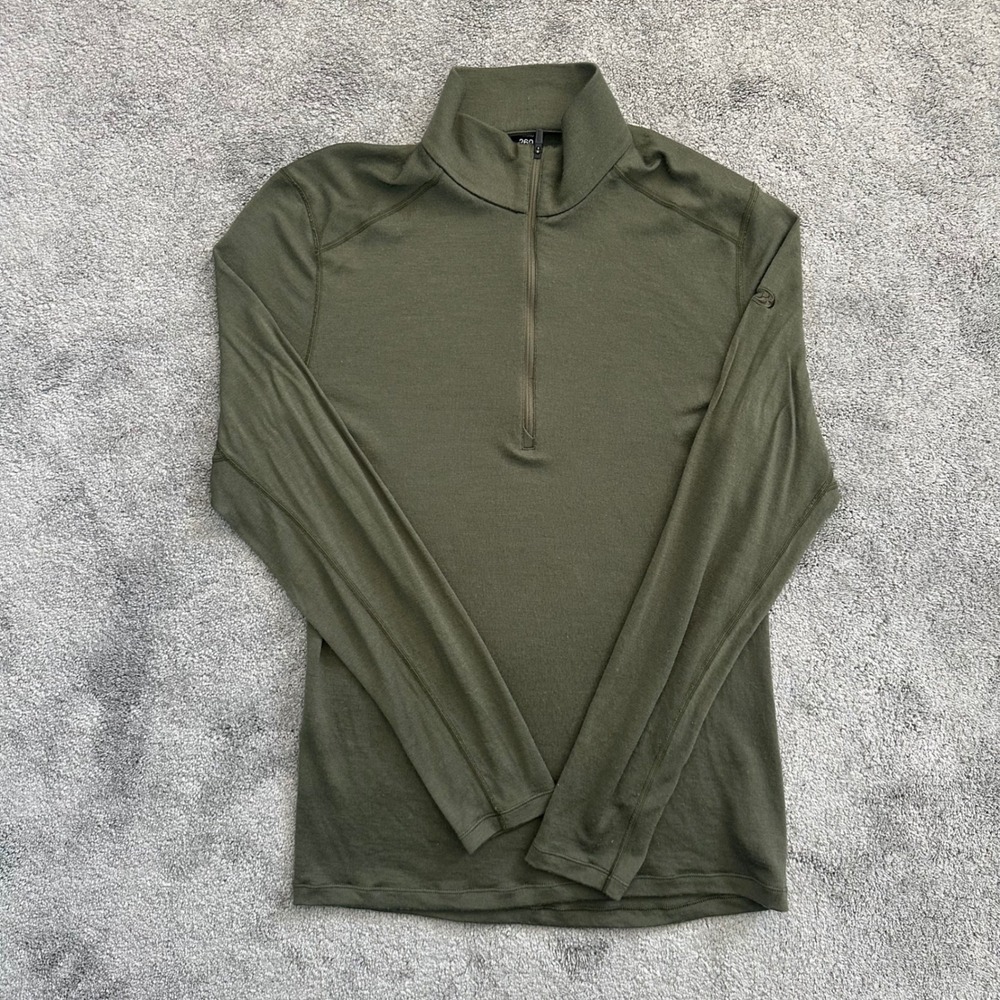 Icebreaker Merino 260 Quarter Zip Mens M Green Base Layer Long Sleeve Top